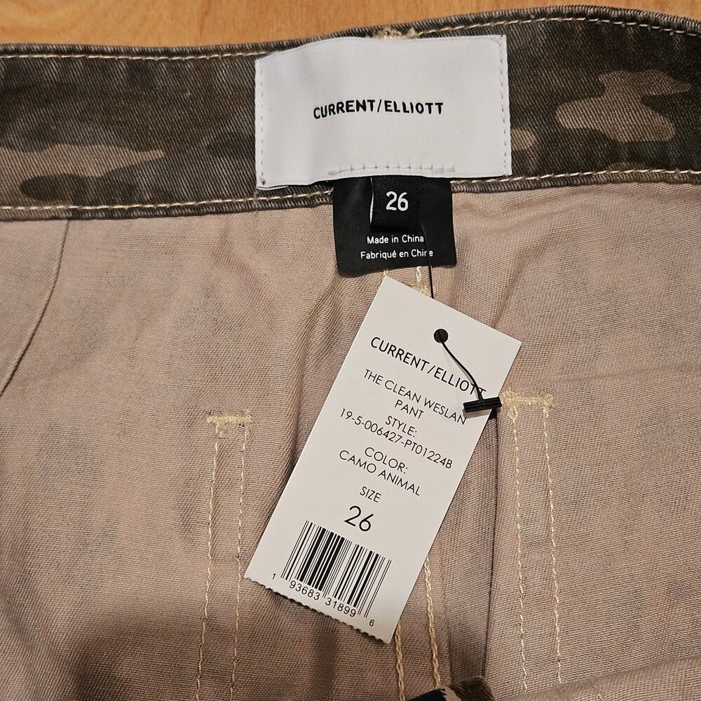 Current/Elliott Clean Weslan Pants Womens 26‎ Leopard Camo Print Cargo Utility - Picture 10 of 14